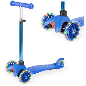 Kids Mini Kick Scooter Toy w/ Light-Up Wheels and Height Adjustable T-Bar Budget