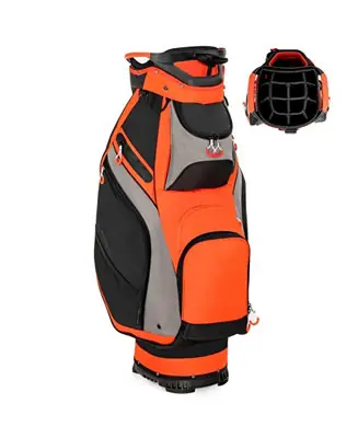 10.5 Inch Golf Stand Bag with 14 Way Dividers and 7 Zippered Pockets-Orange Discount