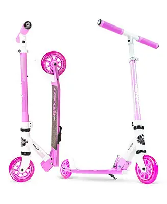 Modern Folding Kick Scooter with Lights - Rush 125 - White Purple