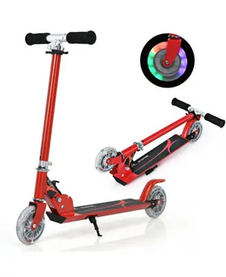 Folding Aluminum Kids Kick Scooter with LED Lights - Red Bulk Order