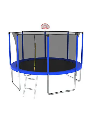 12 ft UV-Safe Trampoline with 8 Enclosure Poles and Safety Net Next Day Delivery