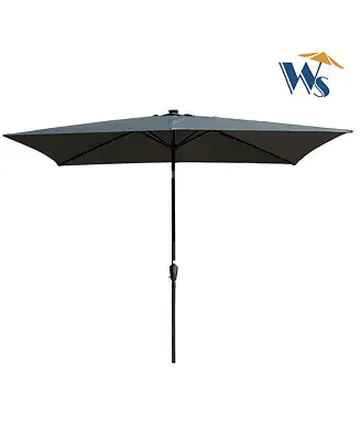 10 x 6.5t Rectangular Patio Solar LED Lighted Outdoor Umbrellas with Crank and Push Button Tilt for Garden Backyard Pool Swimming Pool Place Order