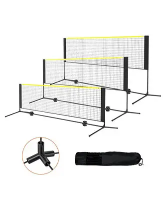Certified Adjustable Badminton and Volleyball Net, ft Foldable Pickleball Net with Poles, Stand and Carry Bag for Backyard Indoor Outdoor