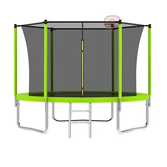 8FT Trampoline with Safety Enclosure Net, Basketball Hoop, Ladder While Supplies Last