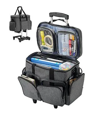 Exclusive Rolling Laptop Bag for 15.6" Laptop, Wheeled Briefcase with Detachable Trolley, Telescopic Handle, Computer Tote Bag