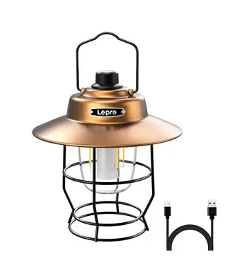 Vintage LED Rechargeable Metal Camping Lantern, Dimmable 3 Lighting Modes, Up to 450LM Final Sale