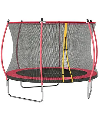 Limited Offer 10ft Outdoor Trampoline with Net Enclosure, Curved Poles,