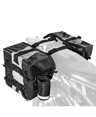 56L Motorcycle Saddlebag Set (28L x2), Waterproof Fabric Side Saddle Bags with Detachable Inner Bag, Black No Minimum Order