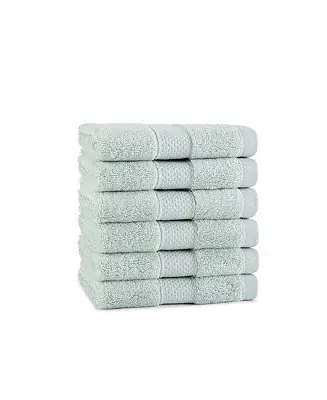 Aston & Arden Egyptian Cotton Luxury Washcloths (Pack of 6), 600GSM, Seven Color Options, Jacquard Dobby Border, 13x13 Handmade