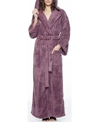 Women's Hooded Full Ankle Length Premium Fleece Bathrobe Certified