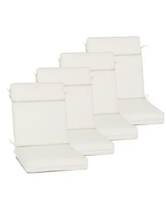 Money Back Guarantee Outdoor High Back Dining Chair Cushion with Ties and Zipper, 44"x21"x3.2", Set of 4
