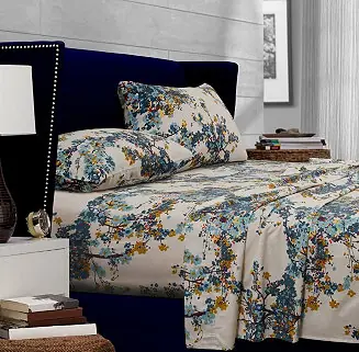 Casablanca 300 Thread Count Floral Printed Extra Deep Pocket Sheet Set, Twin Super Sale
