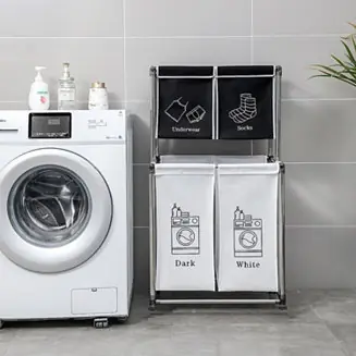 2-Tier Laundry Sorter with Removable Bags for Laundry Organization Professional Grade