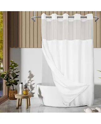 Slub Texture Shower Curtain with Snap-In Liner, and Sheer Window, 71"X74" Original
