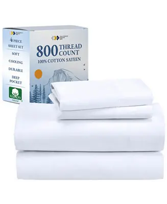 Luxury Luxury Bed Sheets Set - 800 Thread Count 100% Cotton Sheets, Deep Pocket, Soft, Cool & Breathable - Queen