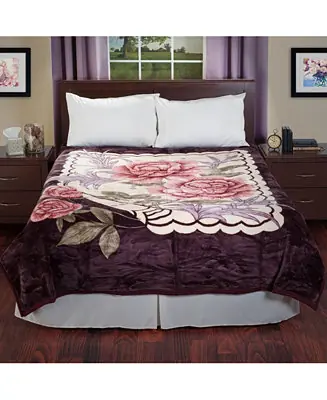 Rose Heavy Thick Plush Mink Oversized Throw, 74" x 91" Factory Price