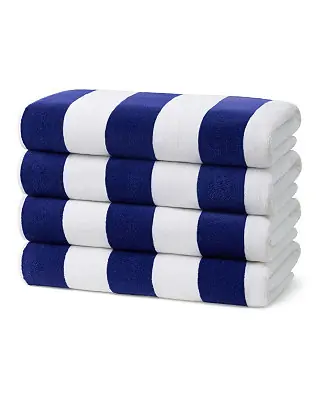 Popular Striped Towel - Absorbent, 100% Cotton Towels - Oversized Towels for Beach Essentials - Quick-Dry Swimming Towels - Soft Towels with Striped Design - 32" x 62", Turquoise (4 Pack)