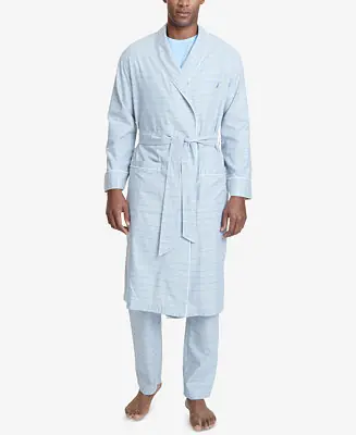 New Arrival Men's Windowpane Plaid Cotton Robe