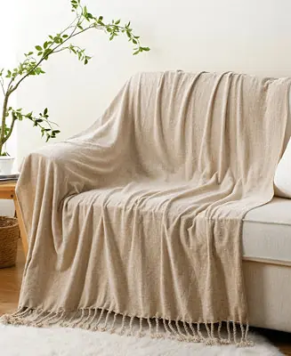 Fringe Tassels Chenille Throw, 50" x 60" Affordable