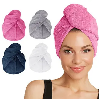Popular Hair Towel Wrap, 2-Pack – Quick-dry microfiber turban for women, men & kids ideal for curly, long, or thick hair.