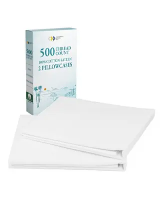 Standard Size 100% Cotton 500 Thread Count Pillow Cases, Queen and Standard Size, Soft and Silky and Smooth by California Design Den Bulk Order