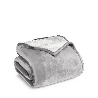 Sherpa Reversible Plush Fleece & Faux Shearling Blanket, Throw Authentic