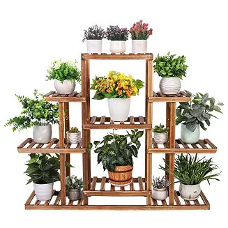6 Tier Wood Garden Plant Rack Storage Flower Pot Stand for Indoor and Outdoor Premium