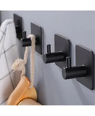 1.7×1.7-inch Adhesive Hooks/Towel Hook - Wall Hooks Stick on Heavy Duty for Hanging Towels/Coat/Hat/Bag in Bathroom, Bedroom, SUS-304 S.S 4 Pack Low Price