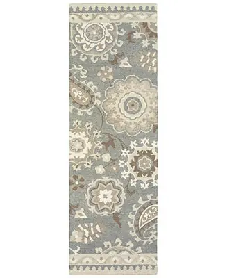 Top Pick Craft 93003 Gray/Sand 2'6" x 8' Runner Area Rug