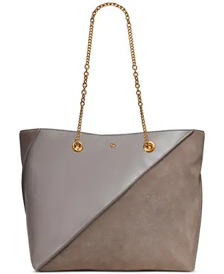 Free Returns Setauket Leather & Suede Tote with Chain Strap