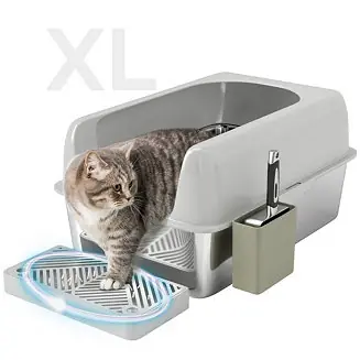 Stainless Steel Litter Box with High Sided for Anti-Urine Leakage Viral
