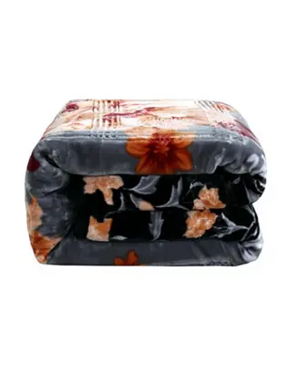 Affordable Heavy & Warm Korean Style Reversible Printed Raschel Mink Bed Blanket - Wrinkle Free & Fade Resistant - Queen 79x94 Inches - 9 Lbs.
