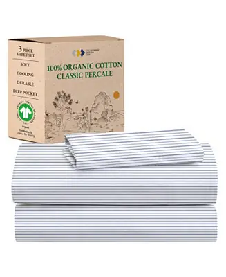 Markdown Printed Floral - 100% Organic Cotton Percale Twin Floral Sheet Set - Deep Pocket,