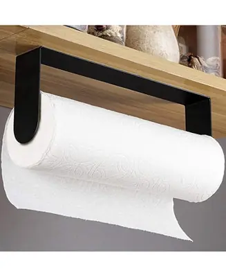 Black Paper Towel Holder Wall Mount - Under Cabinet Self Adhesive Paper Towel Rack for Kitchen, SUS-304 Stainless Steel Instant Buy