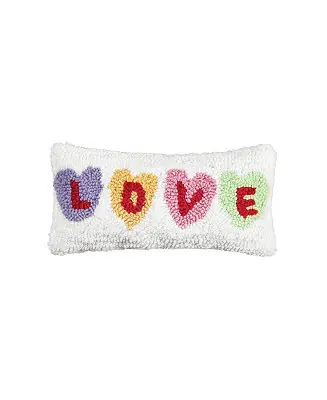 "Love" Hearts Mini Hooked Valentine's Day Accent Pillow 6" x 12" High Quality
