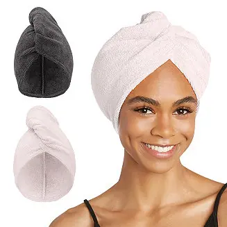 Microfiber Hair Towel Wrap, 2-Pack – Quick-dry turban for all hair types perfect for travel, home, women, men & kids Clearance