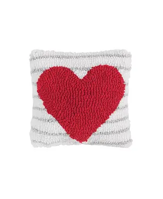 Heart Stripe Mini Valentine's Day Hooked Accent Pillow 8" x 8" Time-Limited
