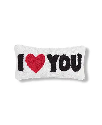 "I Heart You" Mini Hooked White Valentine's Day Accent Pillow 6" x 12" New Release