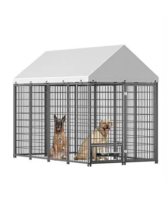 Dog Run Enclosure with Roof Cover in Black While Supplies Last