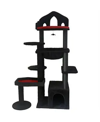 Factory Price 58'' Cat Tree with Scratching Posts, Perches, Hammock, and Cat Cave in Black