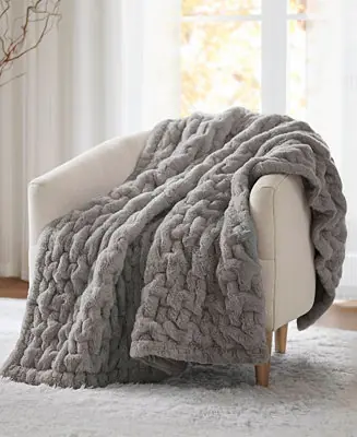 New Release Ruched Reversible Faux-Fur Throw, 50" x 60"