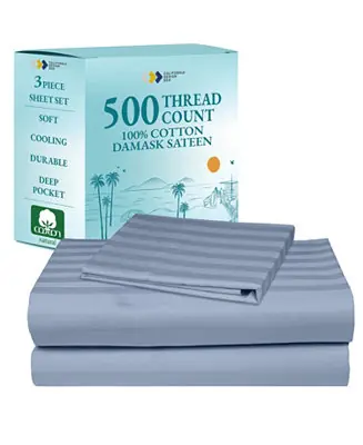 Buy Direct Extra Long Staple 500 Thread Count Sateen Weave 3 Piece Sheet Set, Twin XL