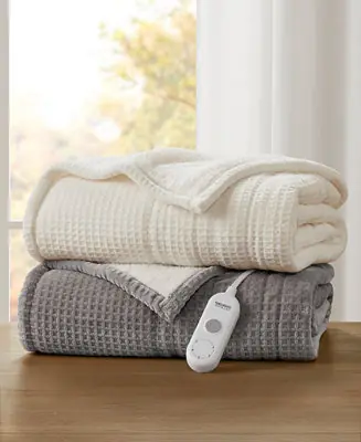 Heated Waffle to Sherpa Throw, 50" x 60" Last Chance