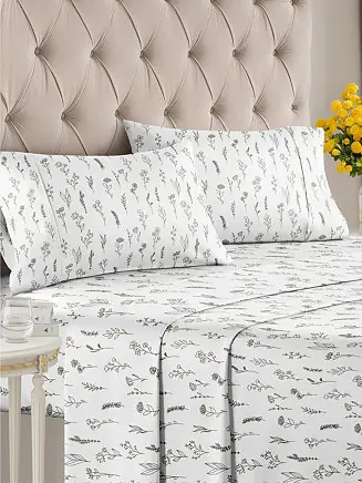 4 Piece Microfiber Floral Sheet Set - Queen Original