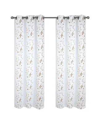 RT Designer Collection Lilian Embroidered Blackout Decorative Grommet Curtain Panel Affordable