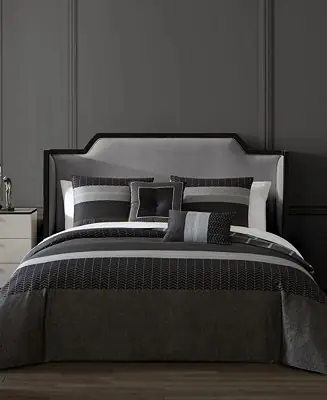 In Demand Kyle Black 100% Cotton Sateen 5 Piece Reversible Comforter Set, Queen