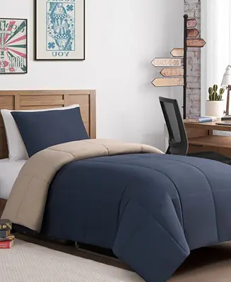 Box Stitch Reversible 3-Pc. Comforter Set, Full/Queen Wholesale