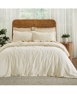 Order Now Cotton Linen Blend Solid 3-Piece Duvet Cover Set, Full/Queen