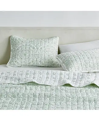 Floral Printed Reversible Stitched Quilt Set with Shams Flash Sale