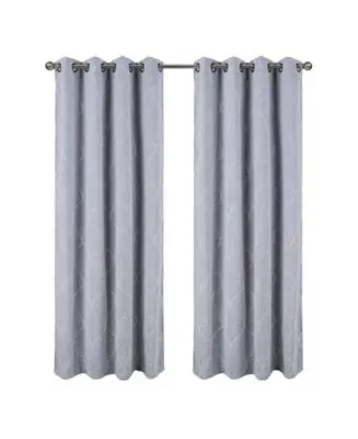 RT Designer Collection Kimber Embroidered Blackout Luxurious Decorative Grommet Curtain Panel 54" x Silver New Release